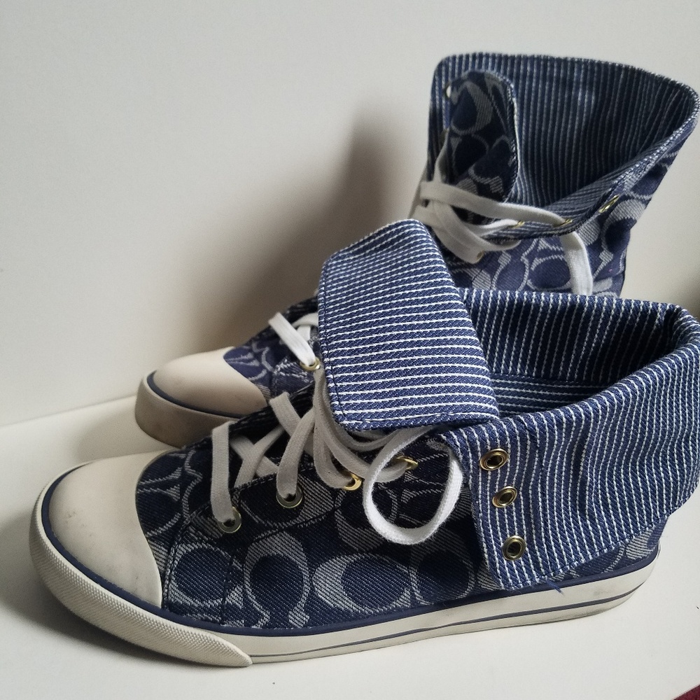GUC- COACH, Hightop Logo Denim sneakers